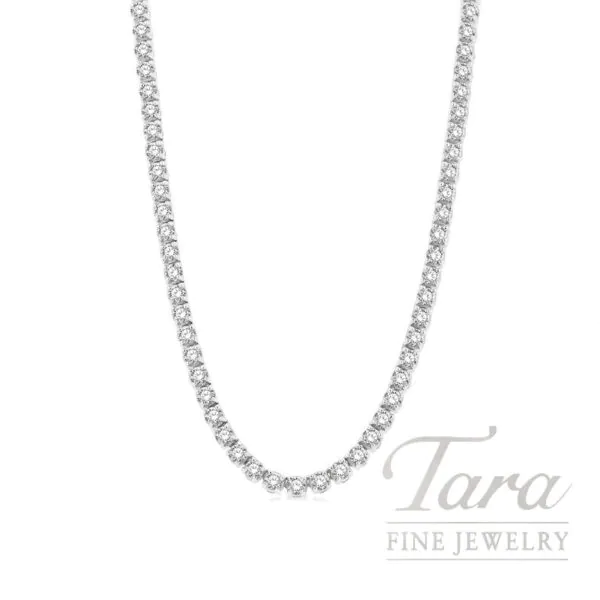 14K White Gold Diamond Tennis Necklace 15.00TDW