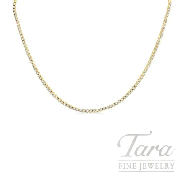 14K Yellow Gold Diamond Tennis Necklace 7.0TDW