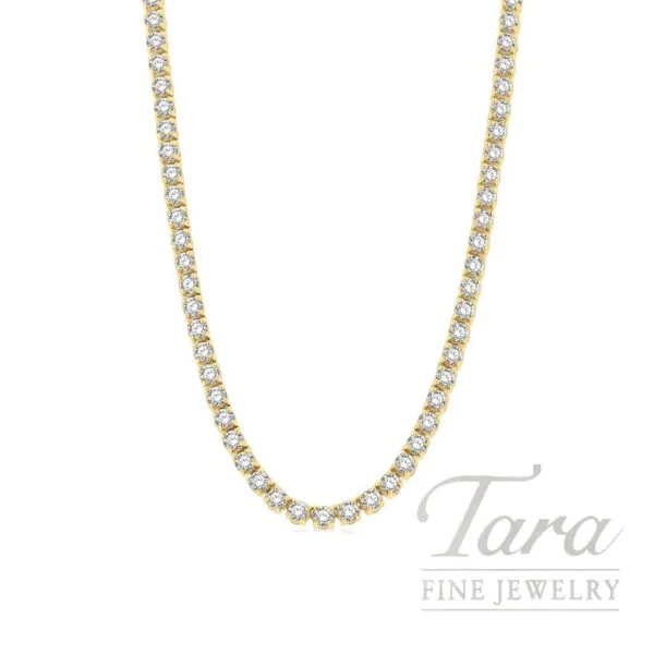 14K Yellow Gold Diamond Tennis Necklace 10.00TDW