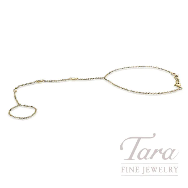 18K Yellow Gold Diamond Hand Bracelet .08TDW, 1.7G