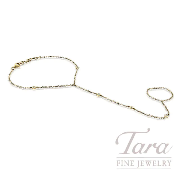18K Yellow Gold Diamond Hand Bracelet .13TDW, 1.9G