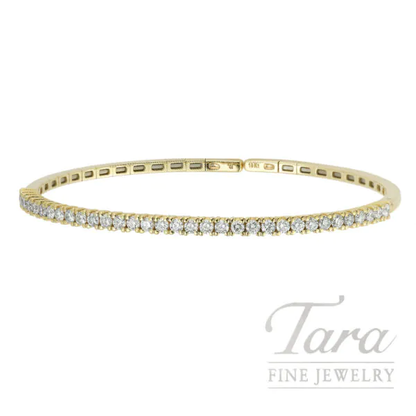 18K Yellow Gold Diamond Bangle Bracelet, 1.35TDW, 10.7G