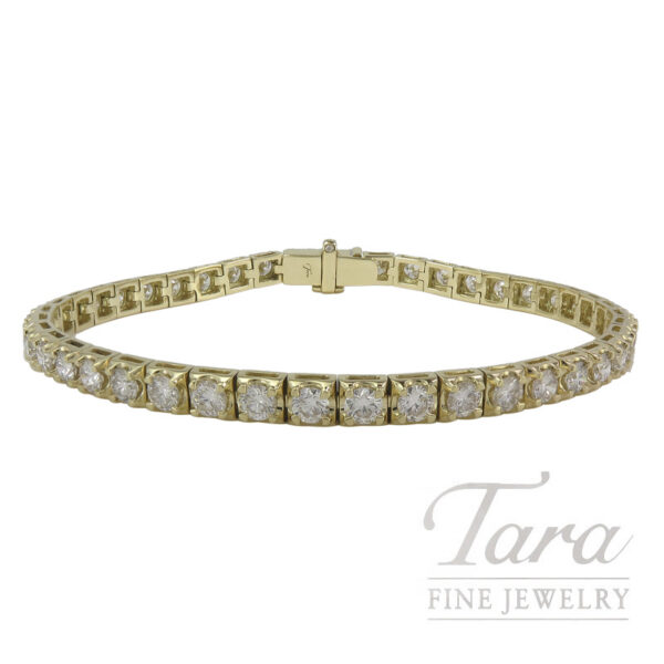 18K Yellow Gold Diamond Tennis Bracelet 5.0TDW, 13.54G