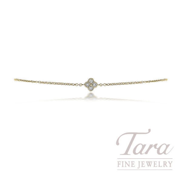 18K Yellow Gold Floral Diamond Bracelet 0.09TDW