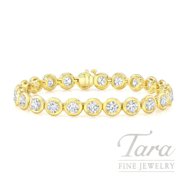 18K Yellow Gold Diamond Bezel Bracelet 12.46TDW, 25G