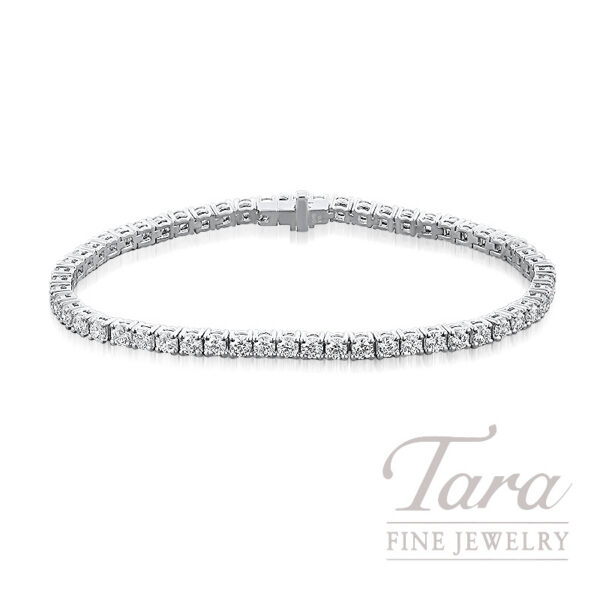14K White Gold Diamond Tennis Bracelet, 55 Round Diamonds 3.00TDW