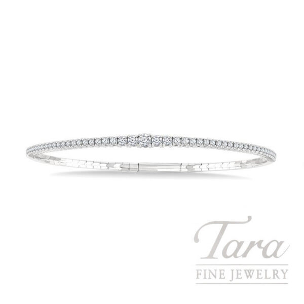 14K White Gold Diamond Bangle 1.00TDW, 8.5G