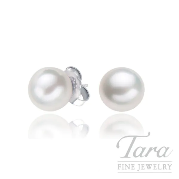 Mikimoto 18K White Gold Pearl Stud Earrings, 7.0 - 7.5MM A Pearls
