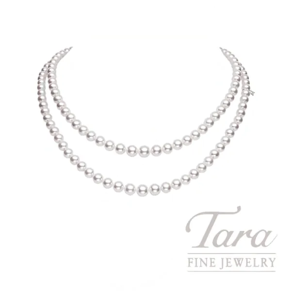 Mikimoto 18K White Gold Double Strand Pearl Necklace, A+ 8X7.5MM