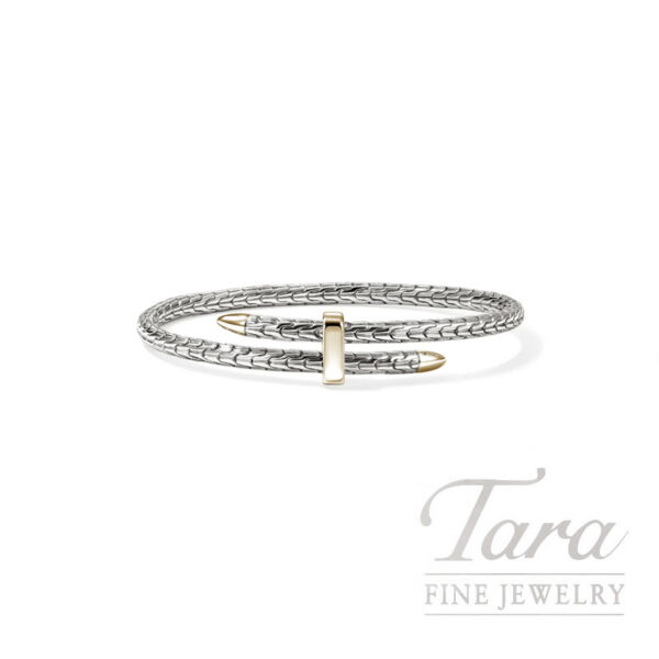 John Hardy Spear Flex Cuff, Gold, Sterling Silver, 4MM