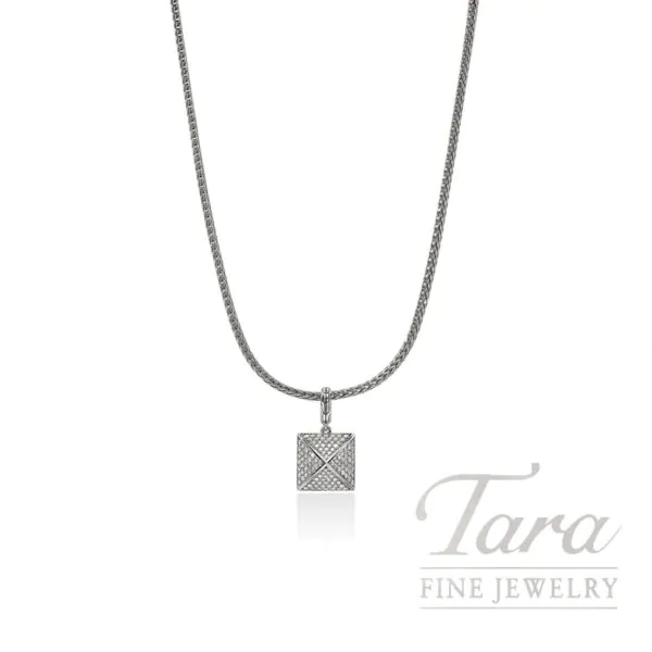 John Hardy Icon Stud Pendant Necklace, Sterling Silver, Diamonds, 2.5MM