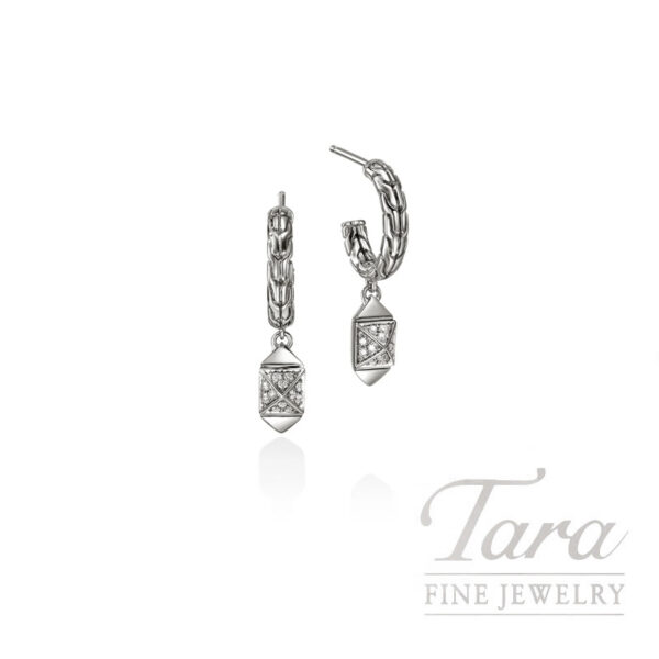 John Hardy Icon Stud Earrings, Sterling Silver, Diamonds, 5MM