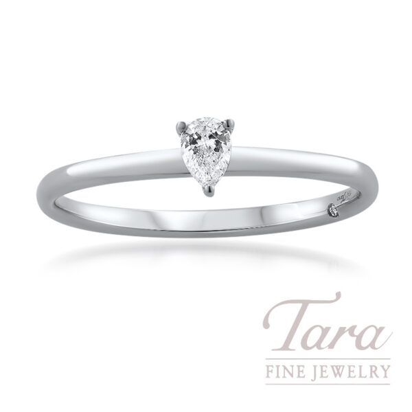 18K White Gold Diamond Stackable Solitaire Ring, 0.13CT