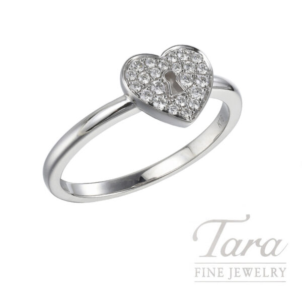 18K White Gold Diamond Heart Ring 0.15TDW