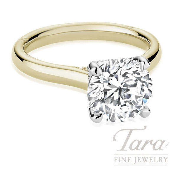 18K Yellow and White Gold Diamond Semi Mount Ring 0.10CT TW