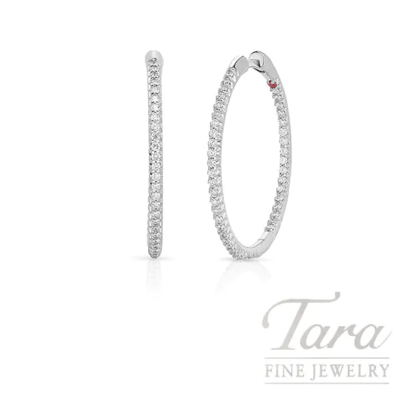 Roberto Coin 18K White Gold Diamond Hoop Earrings, 0.76TDW, 30MM