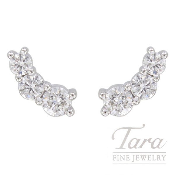 18K White Gold Diamond Crawler Earrings, .35TDW