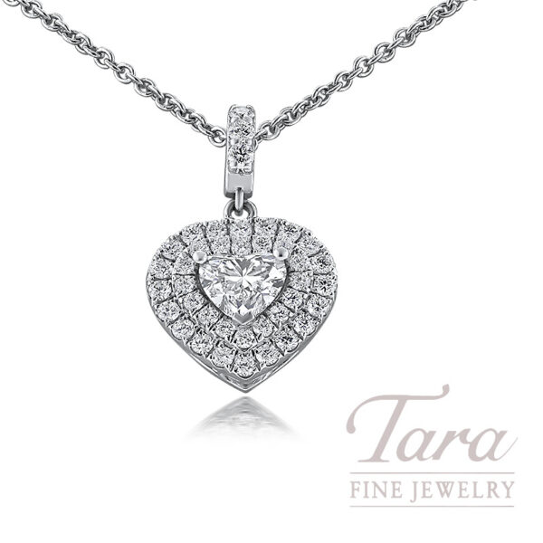18K White Gold Diamond Heart Pendant Necklace 1.26TDW