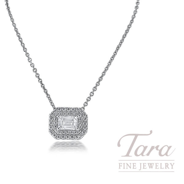 18K White Gold Diamond East-West Pendant Necklace 1.42TDW