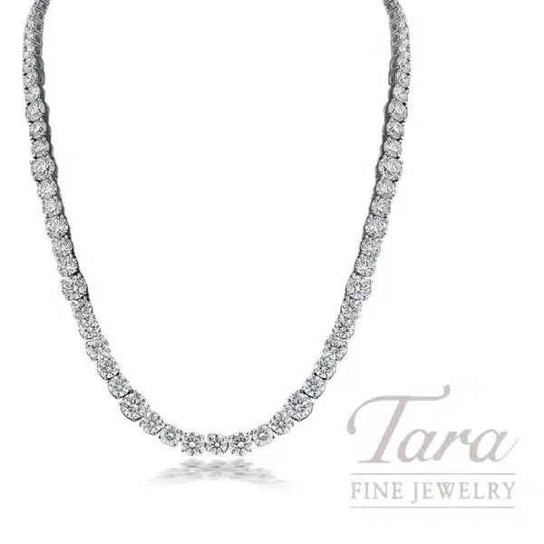 14K White Gold Graduated Diamond Necklace 37.64TDW
