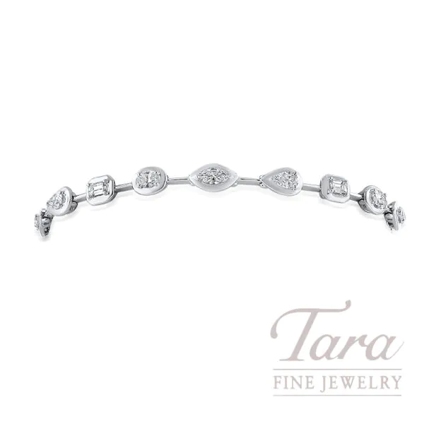 18K White Gold Bezel Fancy Cut Diamond Bracelet 2.81TDW
