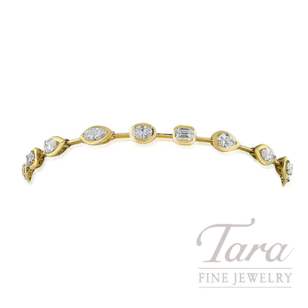 18K Yellow Gold Bezel Fancy Cut Diamond Bracelet 3.51TDW