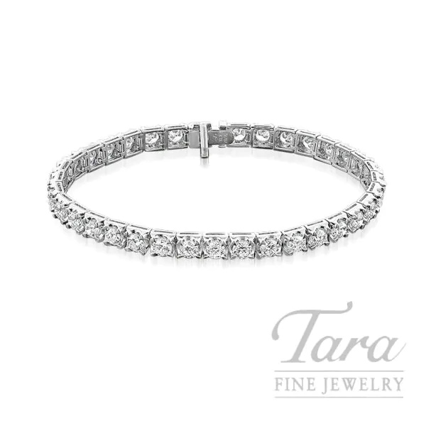 14K White Gold Diamond Tennis Bracelet, 50 Diamonds 5.00TDW, 7"