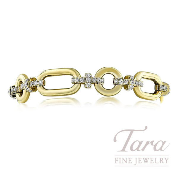 14K Yellow Gold Diamond Link Bracelet 2.60 CT TW