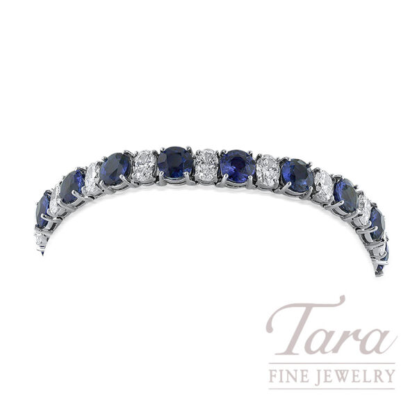 Platinum Blue Sapphire Diamond Bracelet, 25.09TGW, 9.14TDW