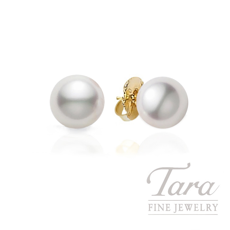Mikimoto 18K Yellow Gold Pearl Stud Earrings, 7.5-8.0 MM, AA Pearls