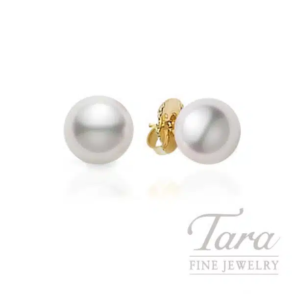 Mikimoto 18K Yellow Gold Pearl Stud Earrings, 7.5-8.0 MM, A Pearls