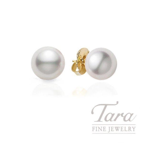 Mikimoto 18K Yellow Gold Pearl Stud Earrings, 8.0-8.25 MM, AA Pearls