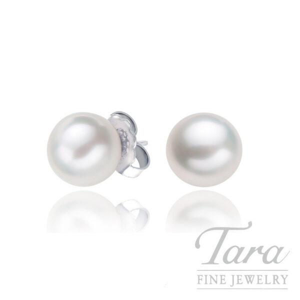 Mikimoto 18K White Gold Pearl Stud Earrings, 6.0 - 6.5MM A Pearls