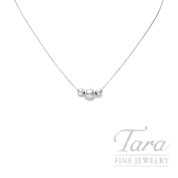 Mikimoto 18K White Gold Pearl Pendant Necklace, 18" Chain (A+) Pearls