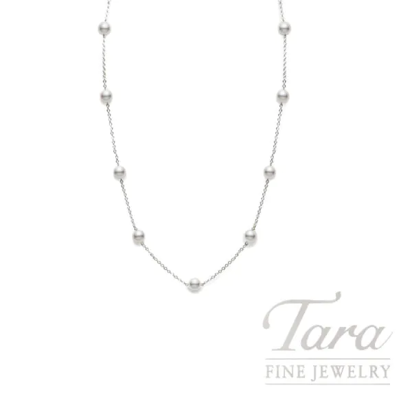 Mikimoto 18K White Gold Akoya Pearl Necklace 6.5MM, 16-18" (A+) Pearls