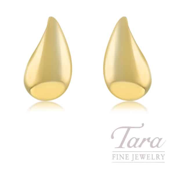 14K Yellow Gold Tear Drop Earrings 25MM, 3.57G