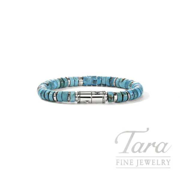 John Hardy Heishi Bracelet, Sterling Silver, Turquoise, 8MM