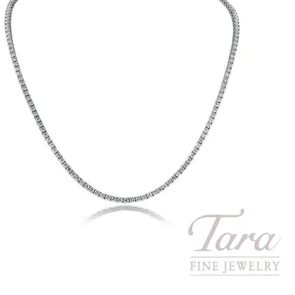 18K White Gold Diamond Tennis Necklace 168 Diamonds,  6.22TDW
