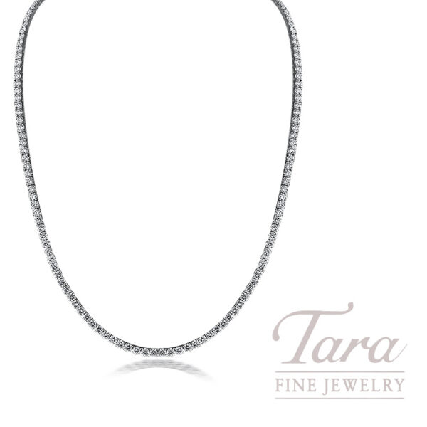 18K White Gold Diamond Tennis Necklace 153 Diamonds, 7.66TDW