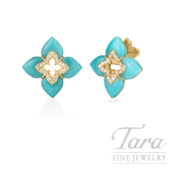Roberto Coin 18K Yellow Gold Amazonite Diamond Earrings, 0.17 ctw