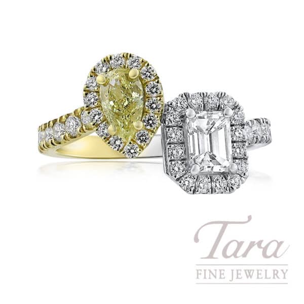 18K Yellow White Gold Fancy Yellow Diamond Ring 1.79TDW