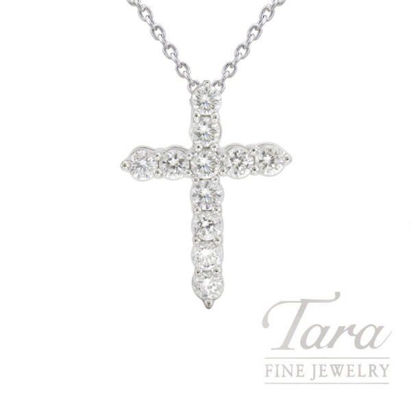 18K White Gold Diamond Cross Pendant .42G