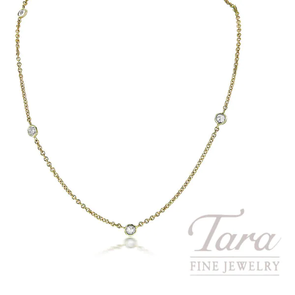 14K Yellow Gold Diamond Bezel Station Necklace, 0.30 TDW, 18"