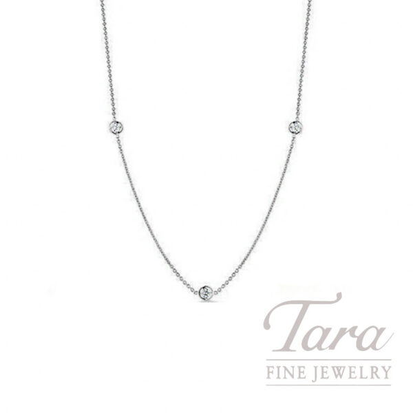 Roberto Coin 18K White Gold 3 Station Diamond Necklace, 0.15TDW