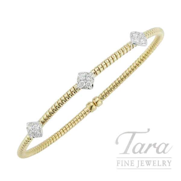 18K Yellow and White Gold Diamond Bangle .30TDW, 5.3G