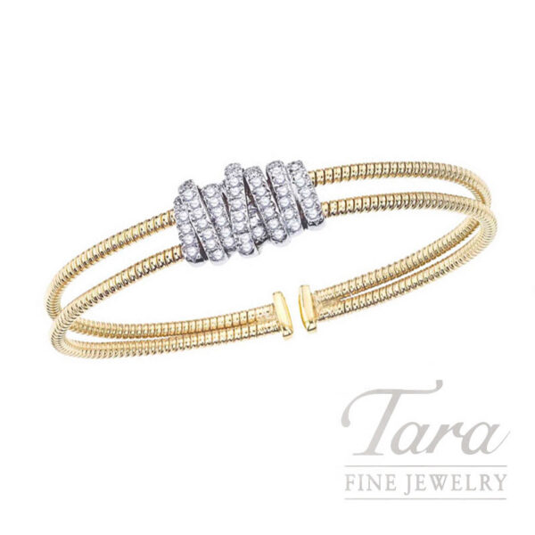 18K Yellow Gold Diamond Cuff Bangle .55TDW