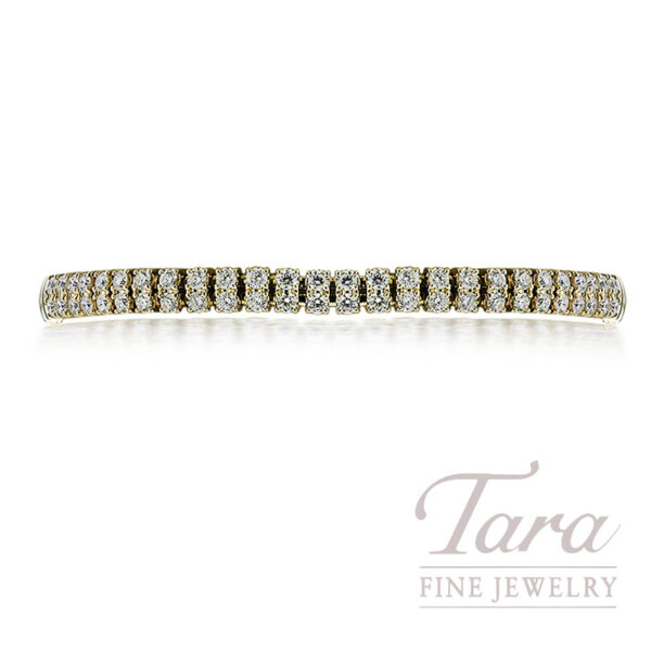 18K Yellow Gold Double Row Diamond Stretchable Bracelet 2.74TDW