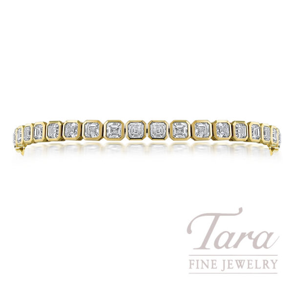 18K Yellow Gold Asscher Cut Diamond Bracelet 10.27TDW, 17.1G