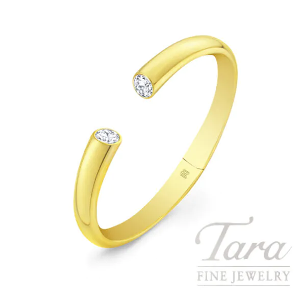 18K Yellow Gold Open Cuff Diamond Bangle 2.02CT