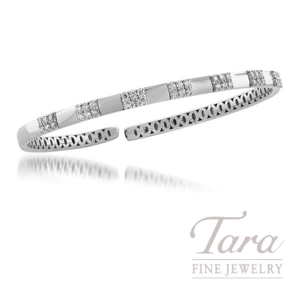 18K White Gold Diamond Bangle, 0.65CT